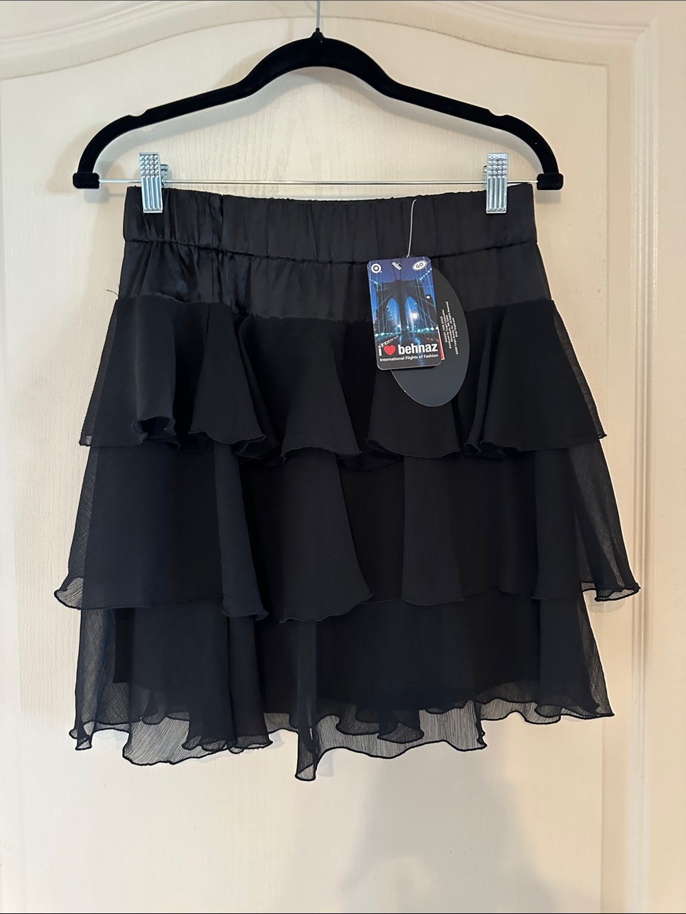 Behnaz Sarafpour Black Tiered Ruffle Mini Skirt